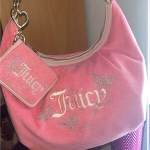 Juicy Couture Pink Suede Shoulder Hobo Bag